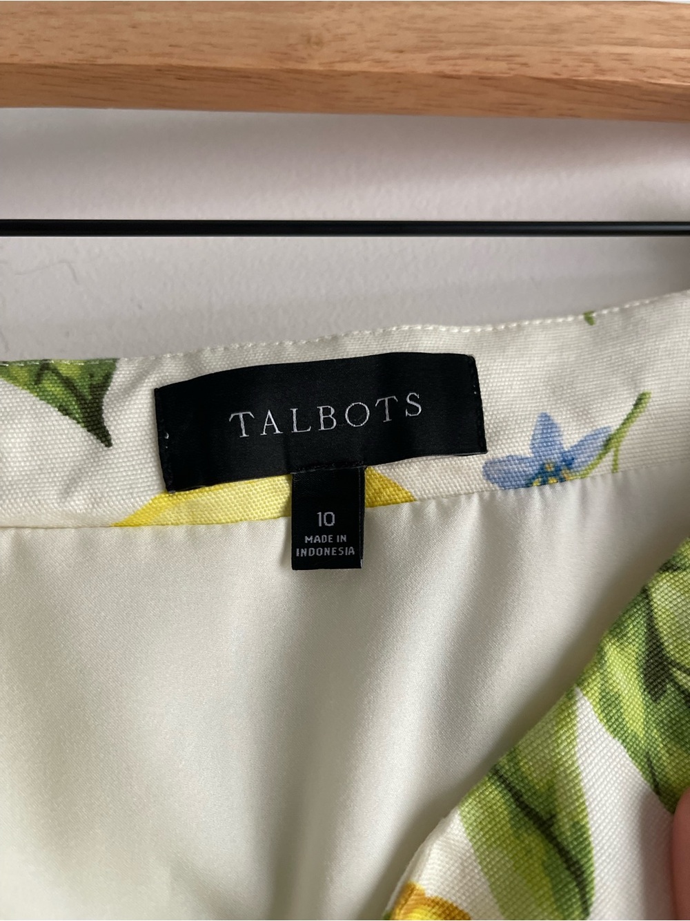 Talbots Lemon Blossom Print A-Line Cotton Blend Skirt Size 10 Summer Cottagecore - Picture 2 of 11